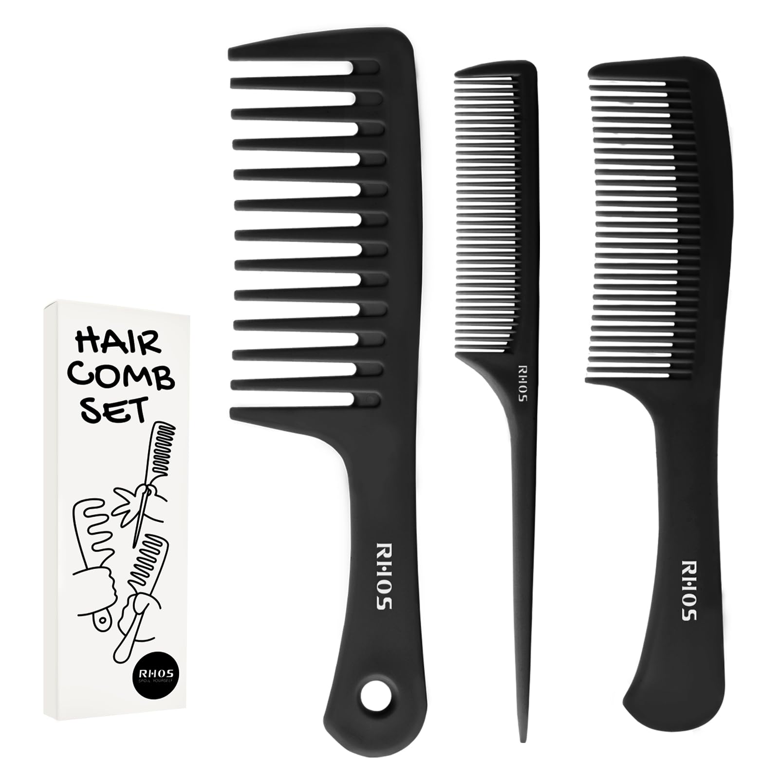 Amazon | RHOS くし 3点セットコーム 粗歯コーム、細歯ラットテール